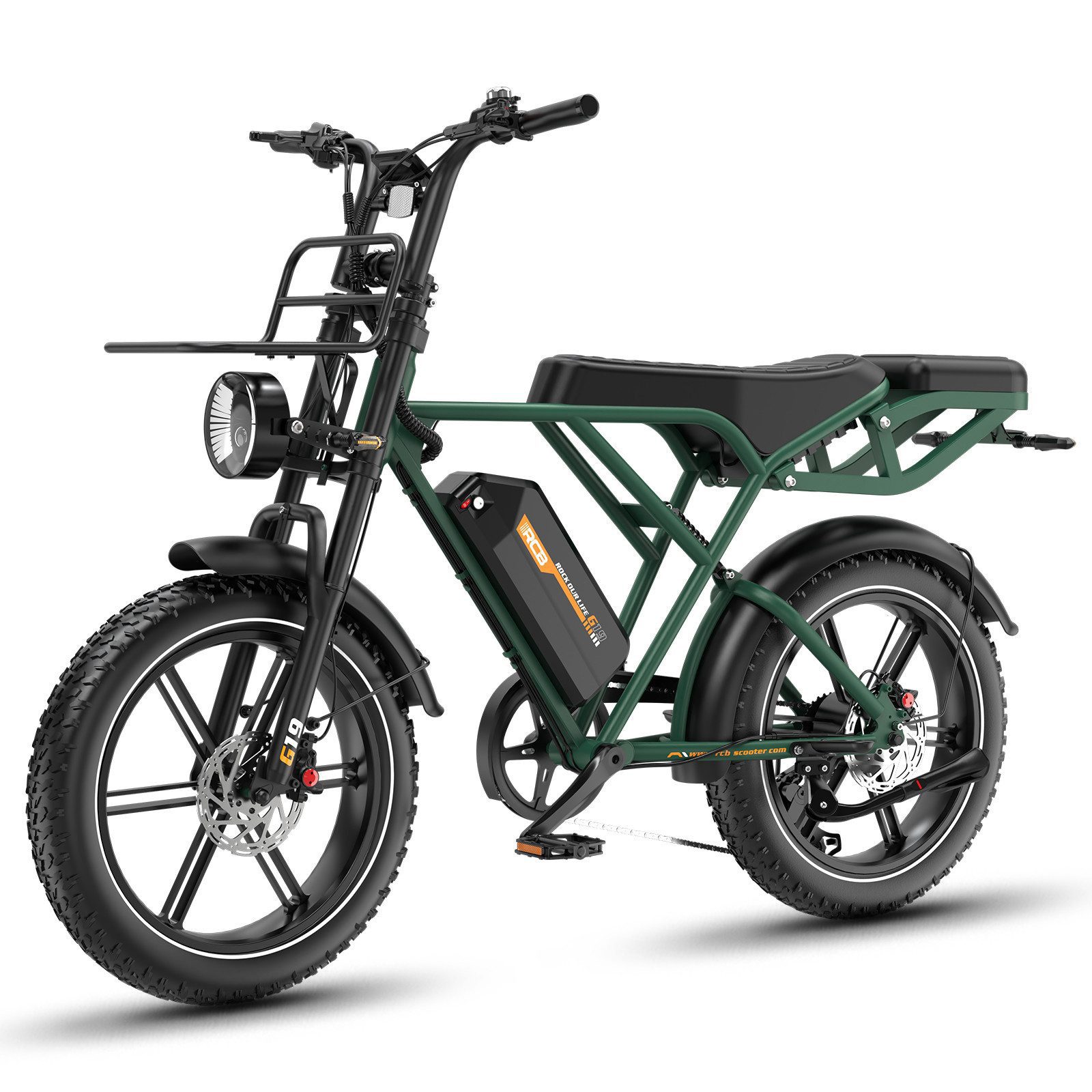 RCB E-Bike Pedelec G19, NFC&APP, 22,5Ah, 120–130KM Reichweite, 20×4,0Zoll Elektrofahrrad, 7 Gang, 250W Heckmotor, 1080 Wh, Blinker, Drehmomentsensor, Steigfähigkeit bis 21,26 % (ca. 12)