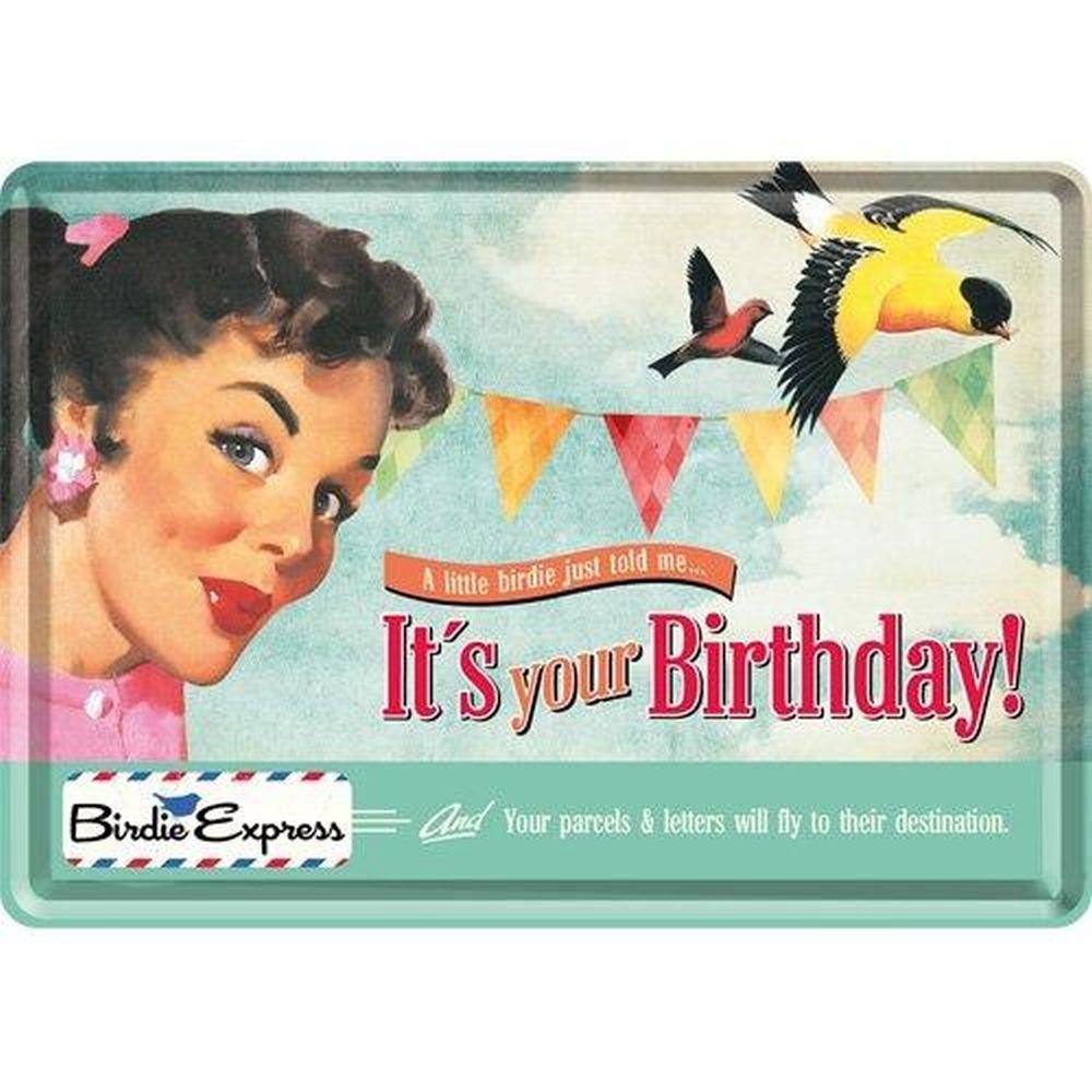 Nostalgic-Art Metallschild Blechpostkarte - Say it 50's - It's Your Birthday!