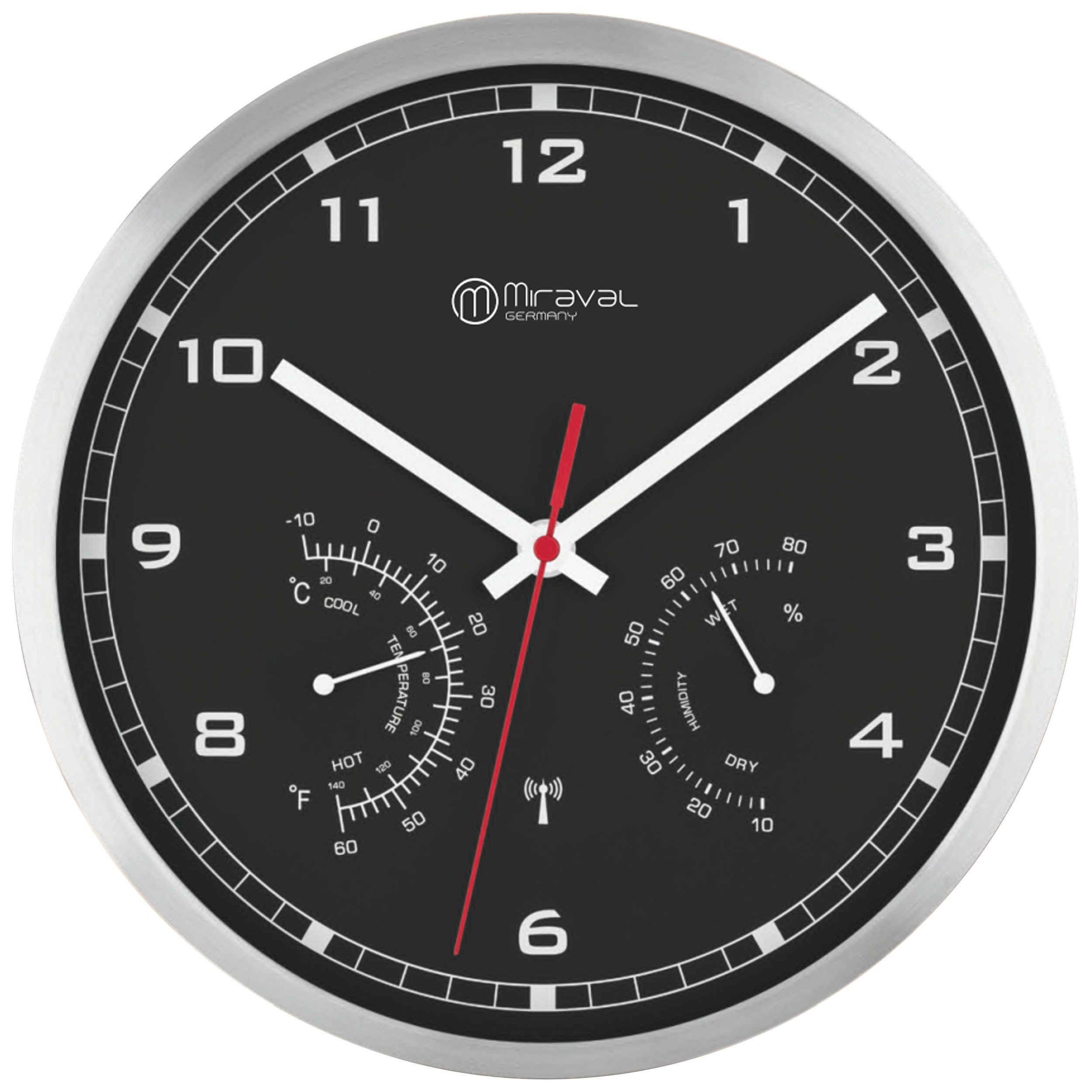 Miraval Funkwanduhr Funkwanduhr Thermometer Metallrahmen günstig online kaufen