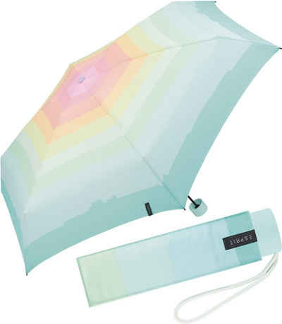Esprit Taschenregenschirm Damen Super Mini Regenschirm Petito Rainbow Dawn, winzig