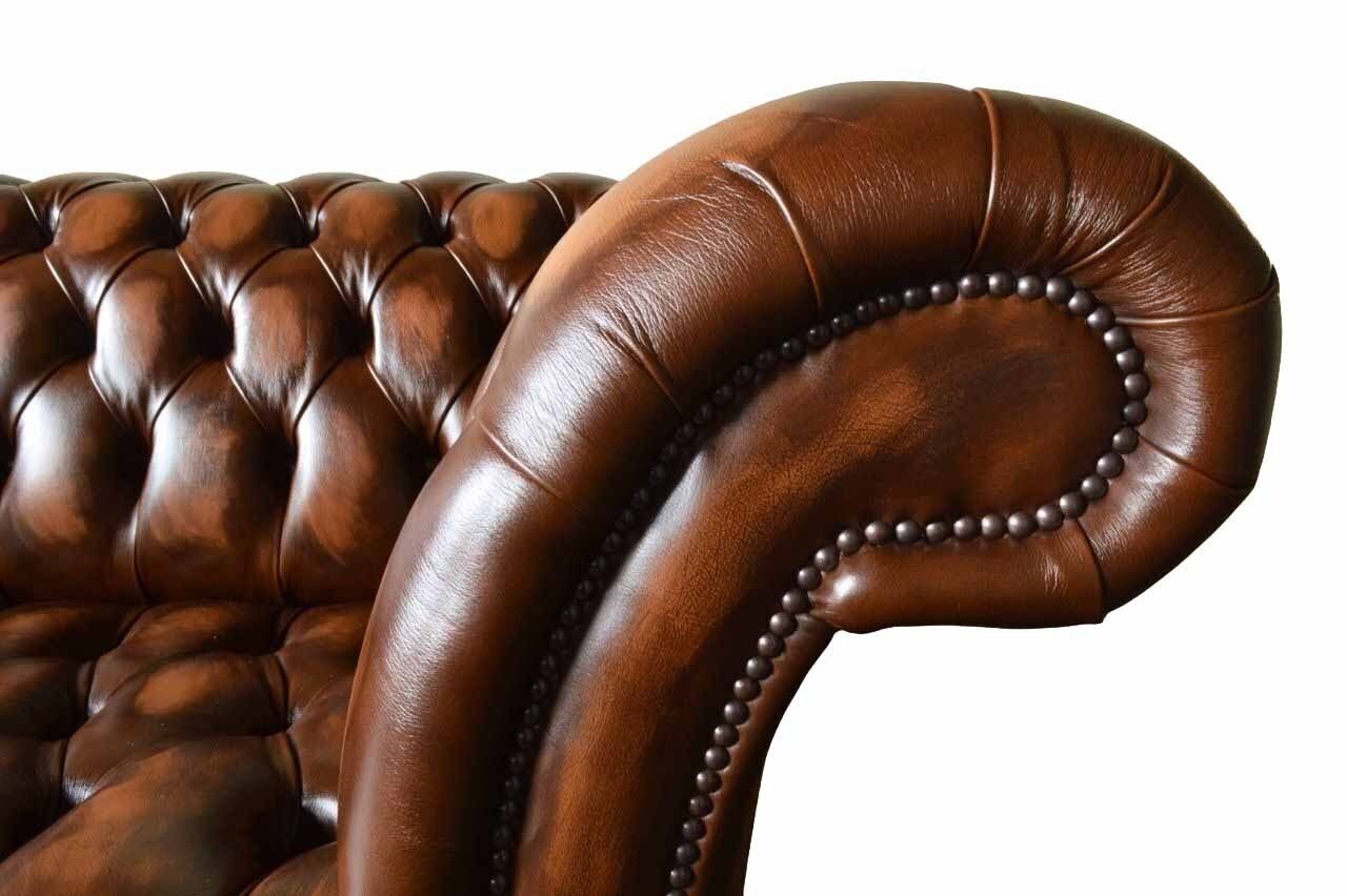 Couch Sofort 2-Sitzer Luxus Sofa Leder Sitzer Polster Chesterfield 100% 2 JVmoebel