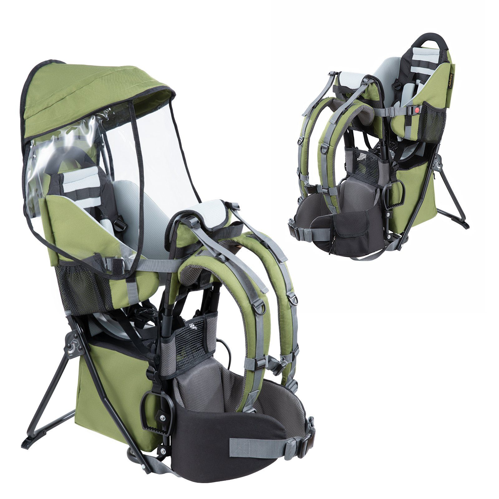 PLEKER Rückentrage faltbare Babytrage für Reisen, wasserdichte Rucksacktrage, bis zu 25kg, mit Aufbewahrungstasche