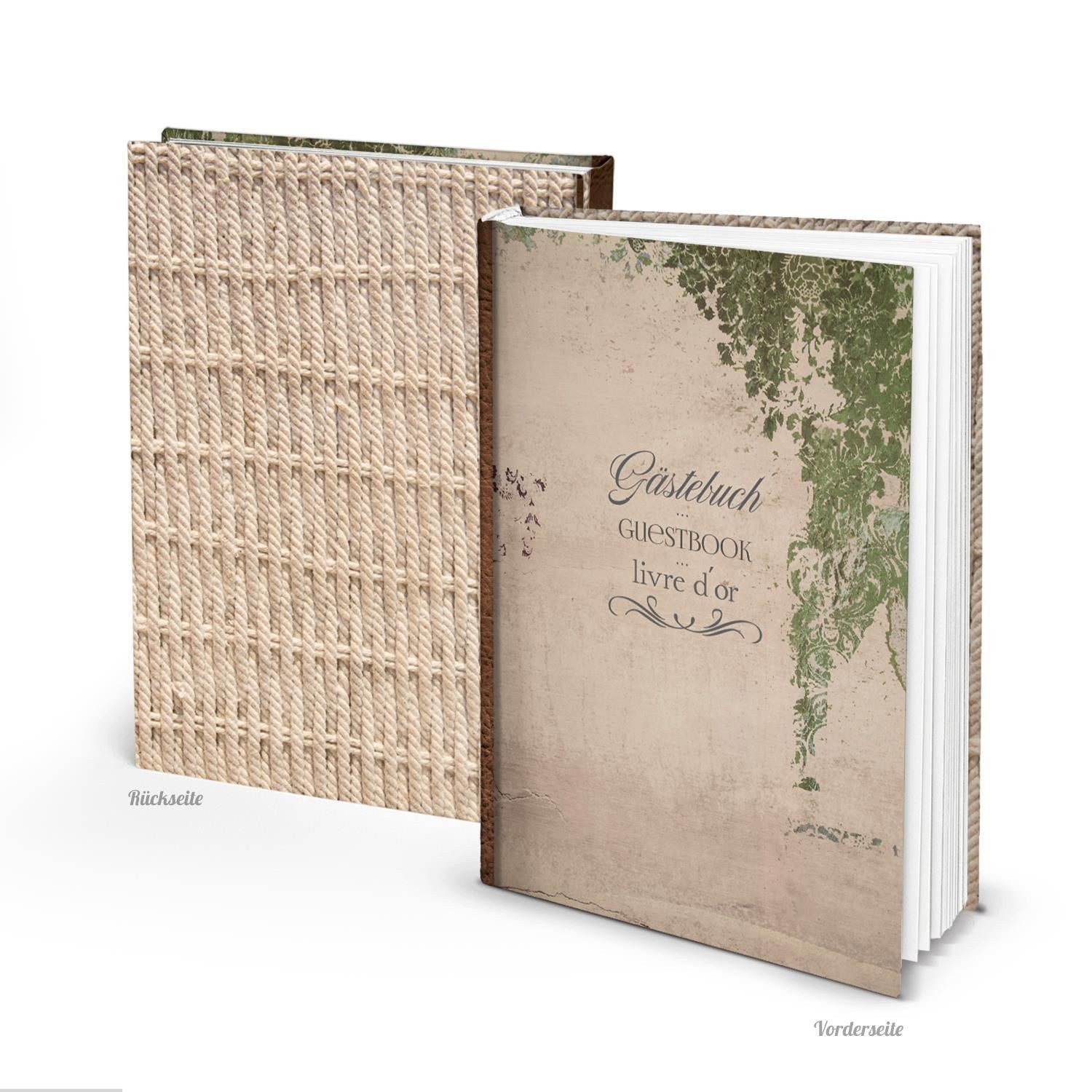 Logbuch-Verlag Dekofigur Leeres Gästebuch DIN A4 Vintage für Hochzeit Pension Hotel Ferienhaus