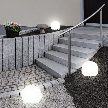 etc-shop LED Gartenleuchte, LED-Leuchtmittel fest verbaut, 4er Set LED Solar Steck Lampen Garten Weg Außen Beleuchtung Kugel Wand