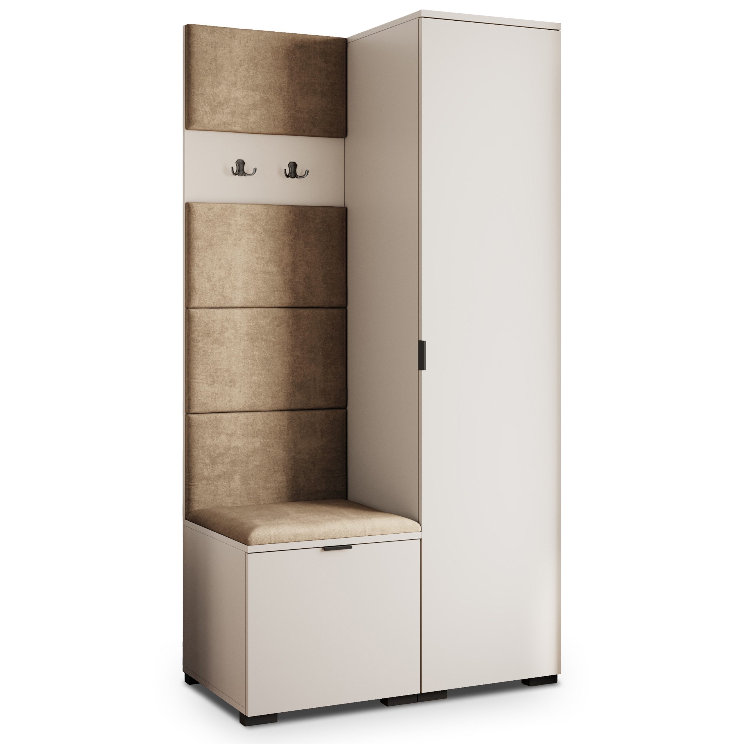 Masseno Garderobenschrank LORI 95 x 181 cm Garderoben-Set mit 1 Tür Kaschmir