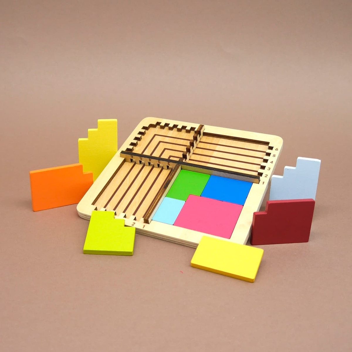 ROMBOL Denkspiele Spiel IQ PUZZLE 7 IN 1 - variantenreiches Legepuzzle, Denkspiel, Holzpuzzle