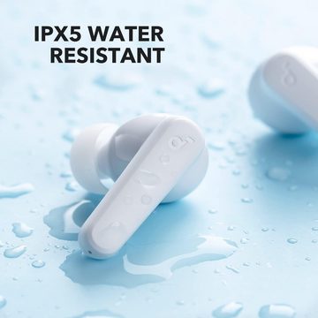 SoundCore IPX5 wasserfest, 2 Mikros mit KI In-Ear-Kopfhörer (Kabellose In-Ear-Kopfhörer mit 10-mm-Treibern für kraftvollen Sound und verstärkte Bässe für ein intensives Musikerlebnis., mit Das kompakte und leichte Design, ergänzt durch eine Trageschlaufe)