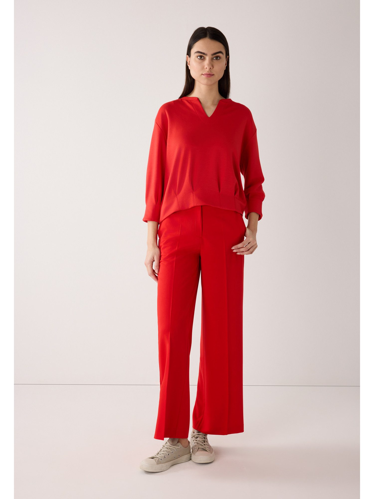 MORE&MORE Sweatshirt rotes 3/4 Arm-Sweatshirt, Blusenshape günstig online kaufen