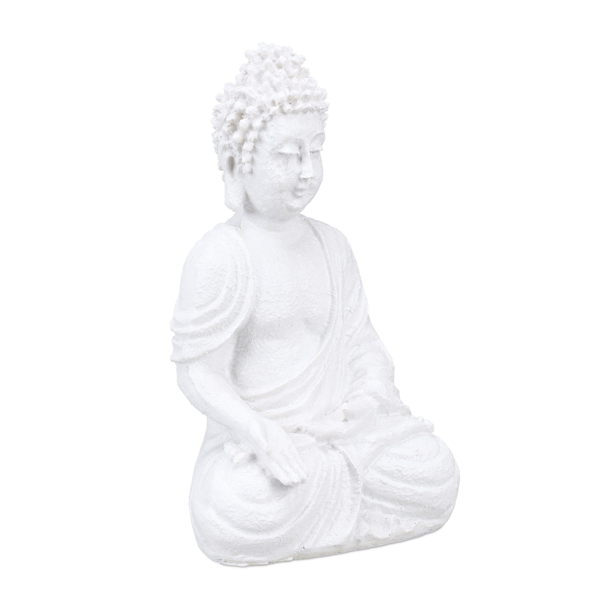 Figur 17,5 relaxdays Buddhafigur Buddha Weiße cm