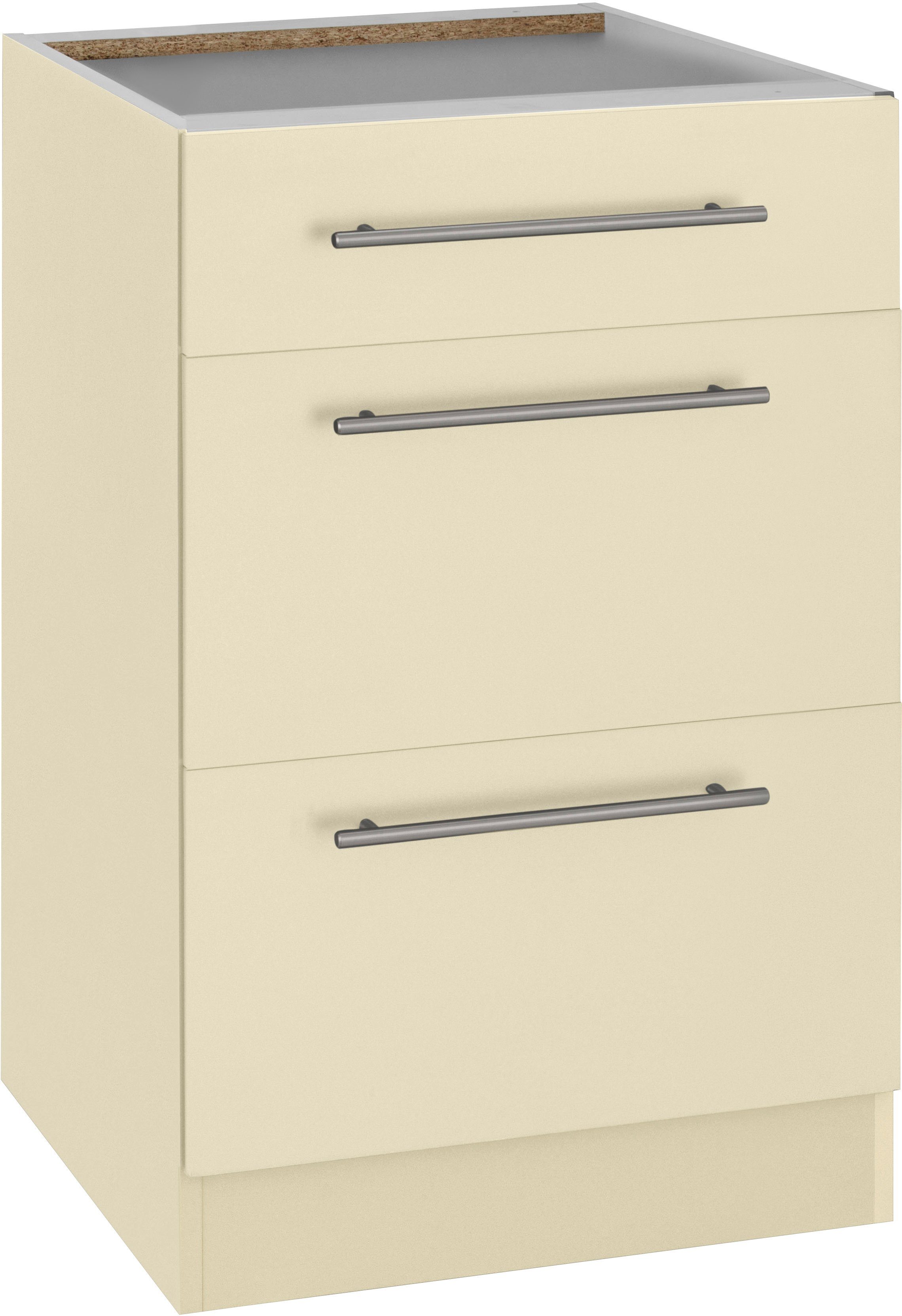 wiho Küchen Unterschrank Unna 50 cm breit, mit 2 großen Auszügen, ohne Arbeitsplatte