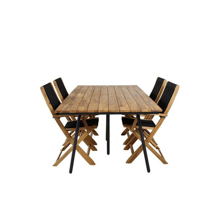 ebuy24 Garten-Essgruppe Chan Gartenset Tisch 100x200cm und 4 Stühle Peter