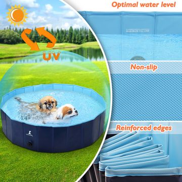 LENBEST Hundepool Schwimmbad für Hunde, Hundeplanschbecken Hundebad, (Klappbares Haustier Duschbecken), mit Umweltfreundlichem PVC rutschfest( 120 × 30 cm)