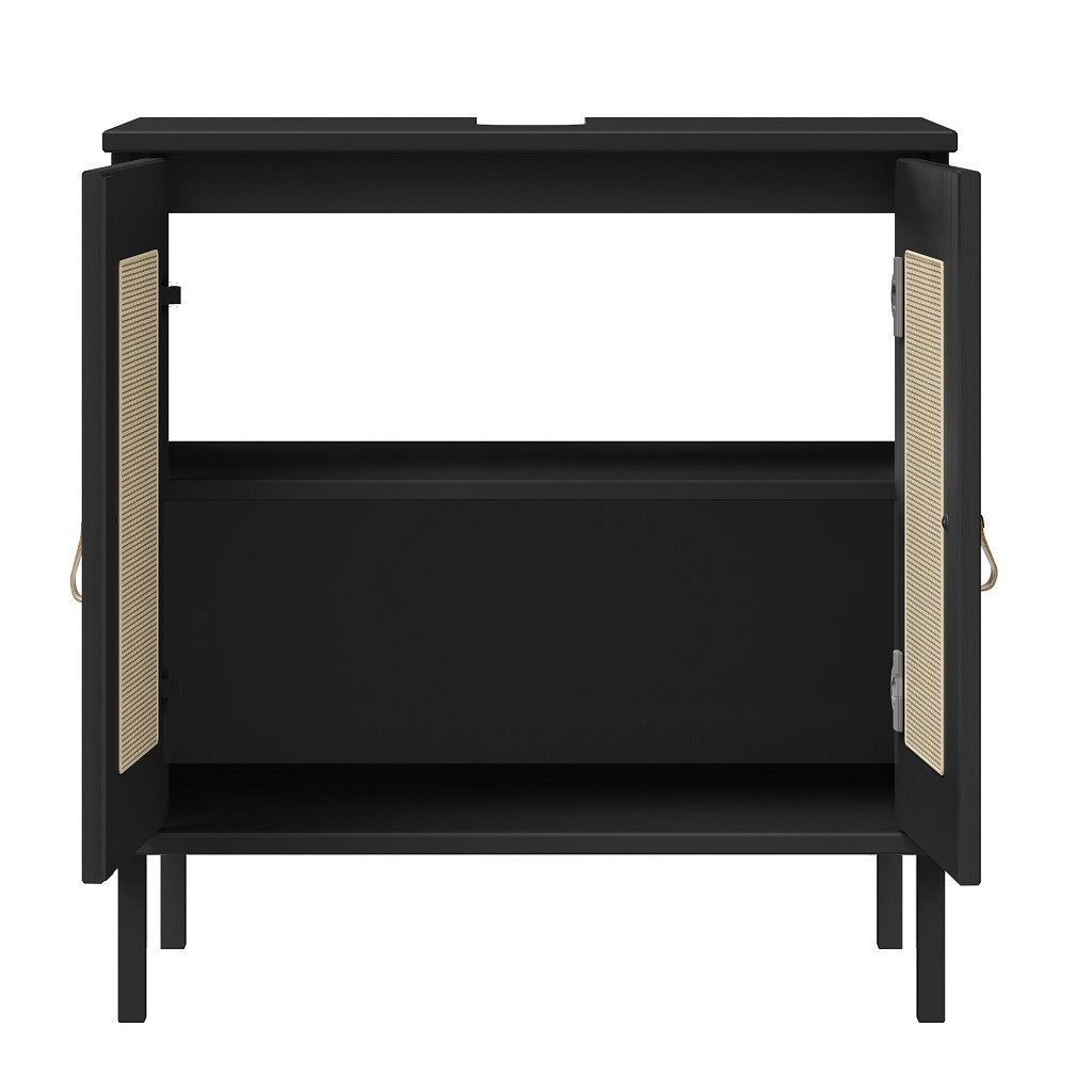 Main Möbel Waschbeckenunterschrank Waschbeckenunterschrank 62x65cm 'Seattle' Kiefer massiv schwarz