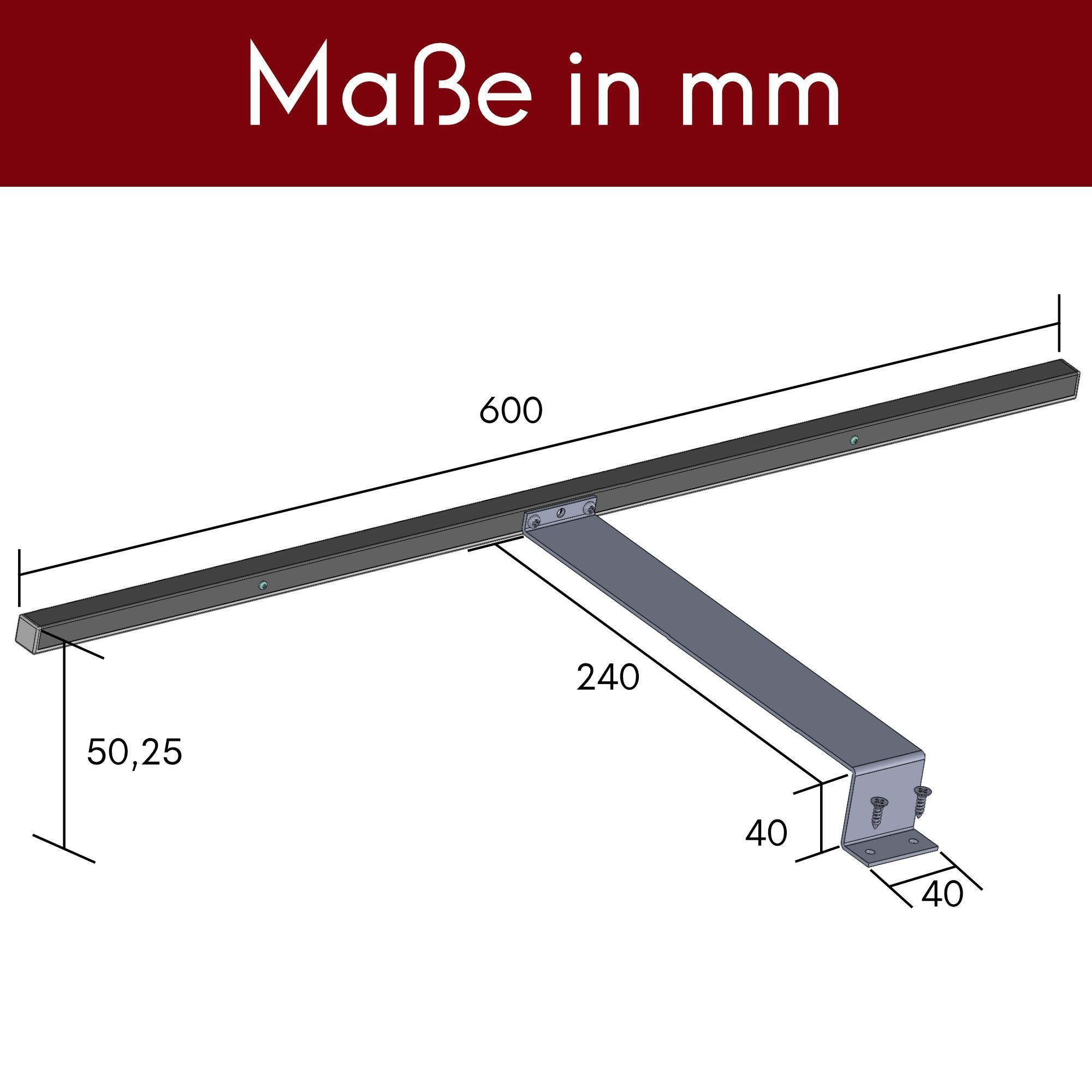 kalb Aufbauleuchte LED Schrankbeleuchtung Schwebetür Aufbauleuchte silbergrau 600mm, 1er Set neutralweiß, neutralweiß