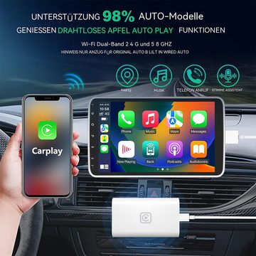 Hikity Kabelgebundener Carplay zu drahtlosem tragbaren Adapter für iPhone Adapter, Plug & Play