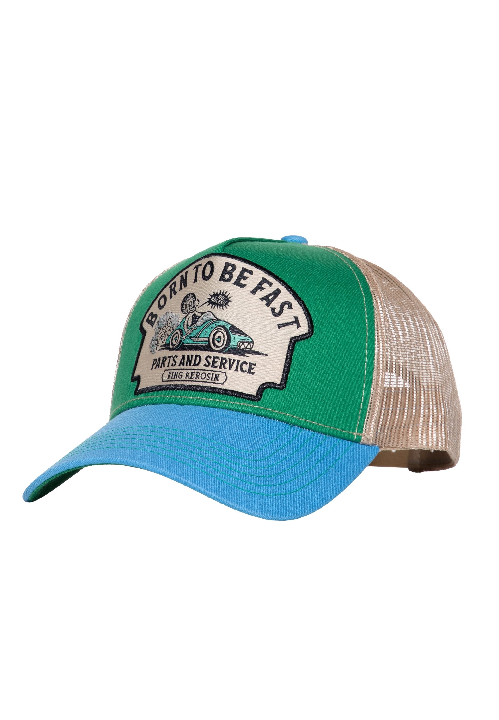 KingKerosin Trucker Cap Born to be fast (1-St) mit Comic-Motiv