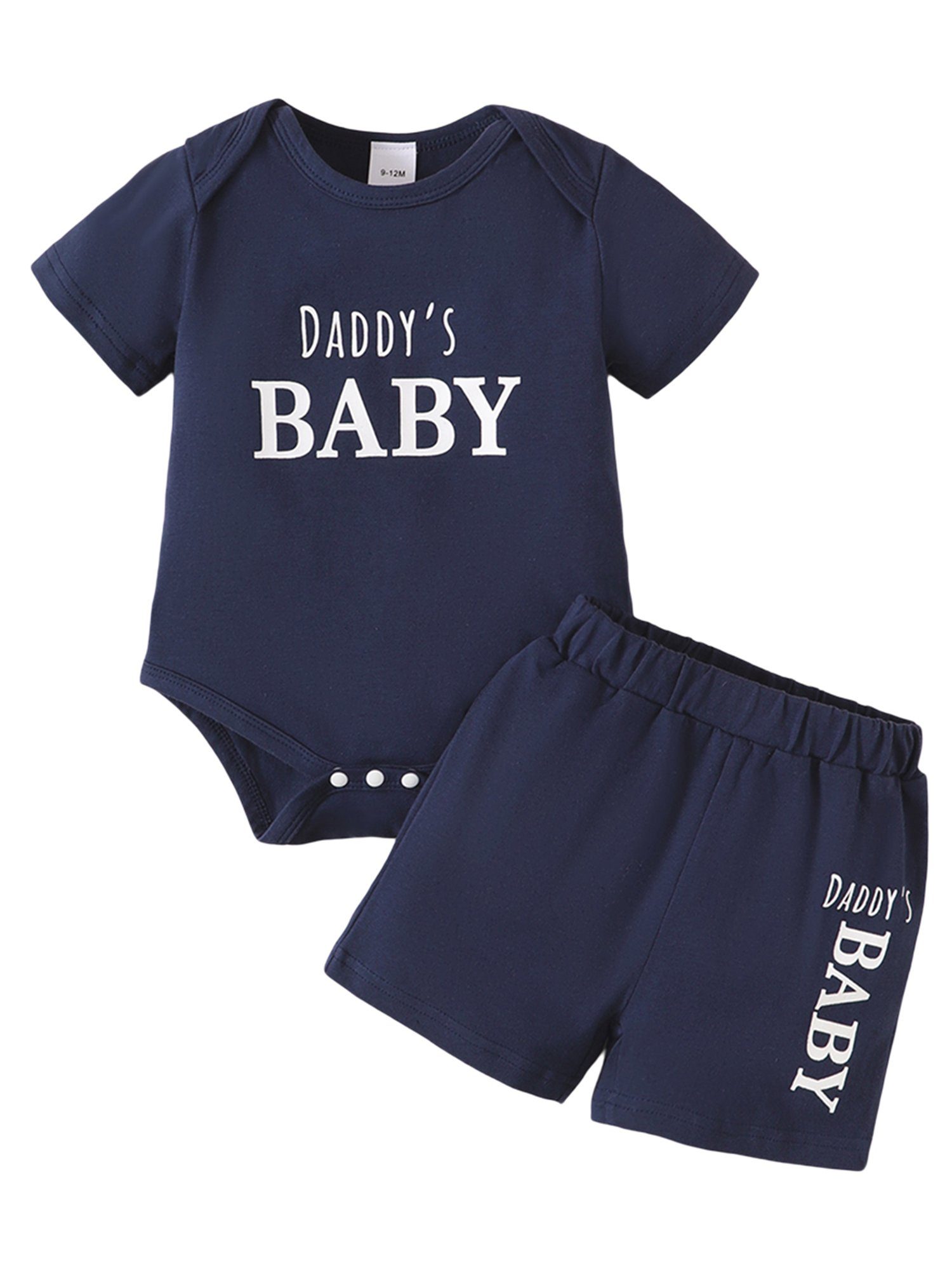 LAPA Baumwolle Shorts & Baby-Strampler 2-tlg) Shirt Sommerlicher aus Blau (Set, Shorts und