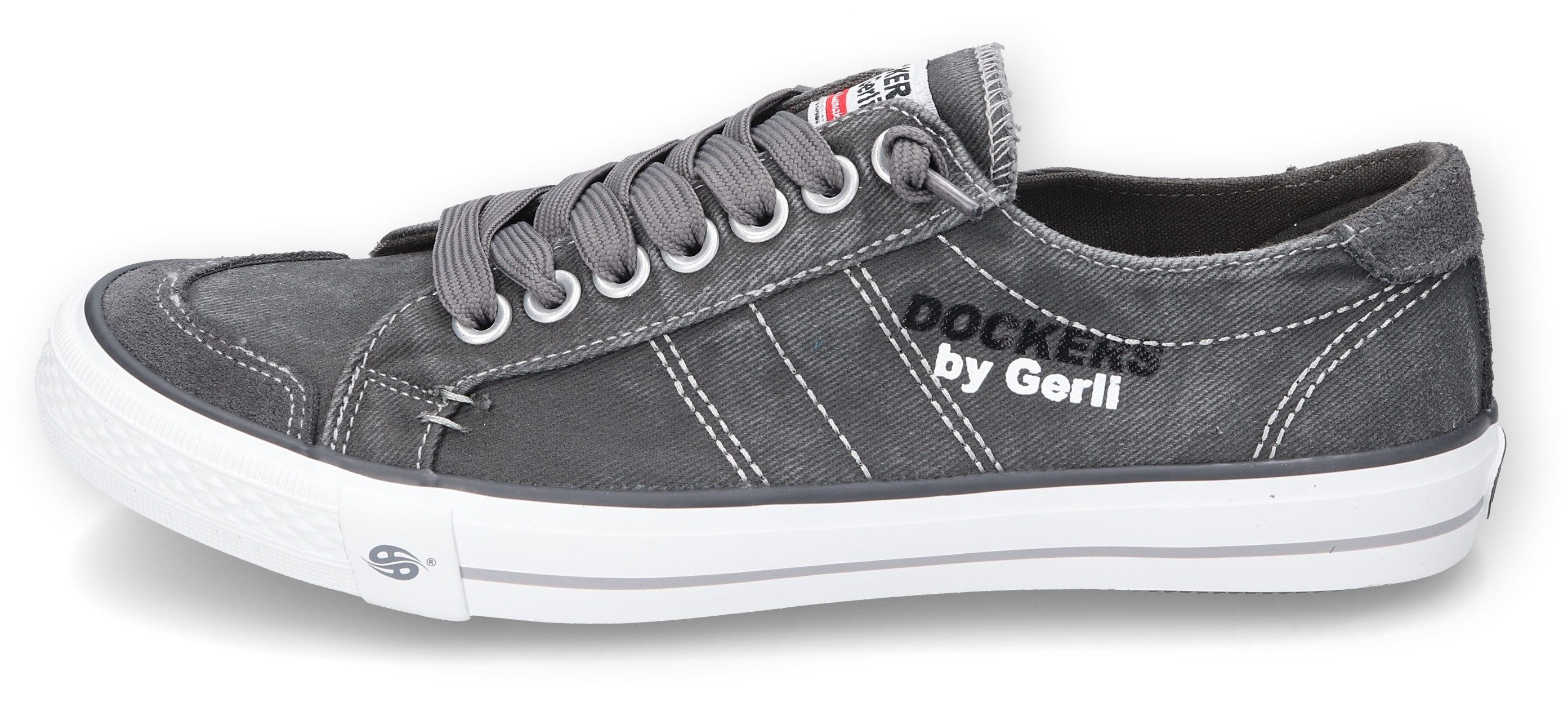 Dockers by Gerli Slip-On Sneaker, Freizeitschuh, Retro Sneaker, Fake Schnürung, in cooler Jeansoptik