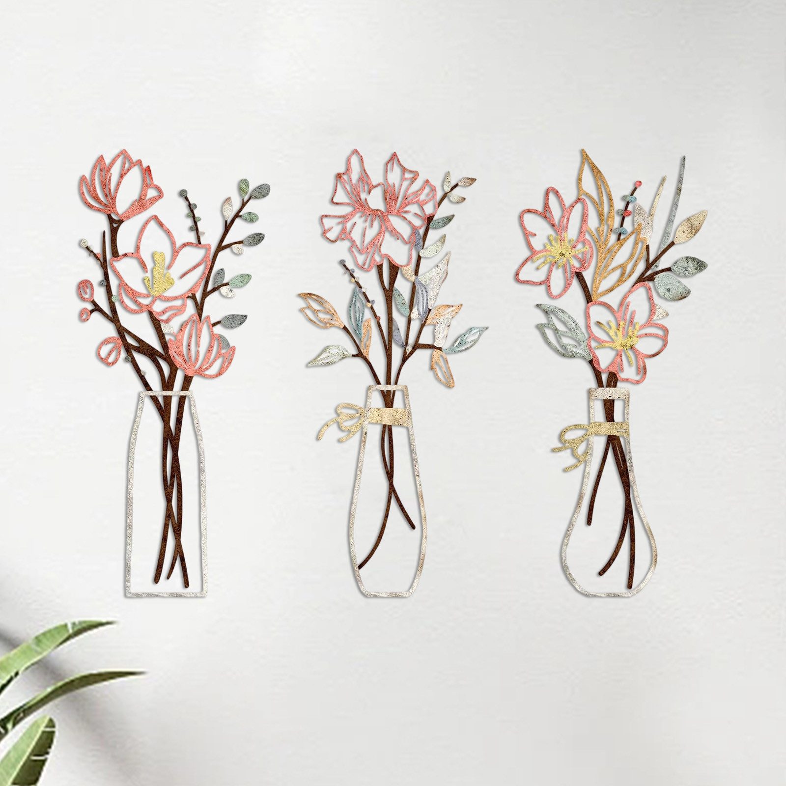 MODFU Wanddekoobjekt Metall Wanddeko Blumen Silhouetten günstig online kaufen