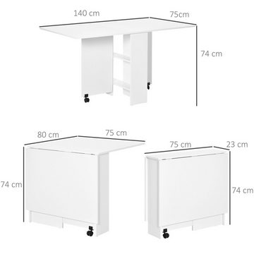 HOMCOM Klapptisch Klapp-Esstisch (Set, 1-St., Klapptisch), Esstisch Mobiler Tisch Schreibtisch Klapptisch Beistelltisch Holz