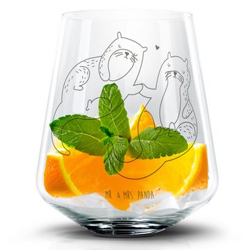 Mr. & Mrs. Panda Cocktailglas Otter Hände halten - Transparent - Geschenk, Liebe, Cocktail Glas mit, Premium Glas, Einzigartige Gravur
