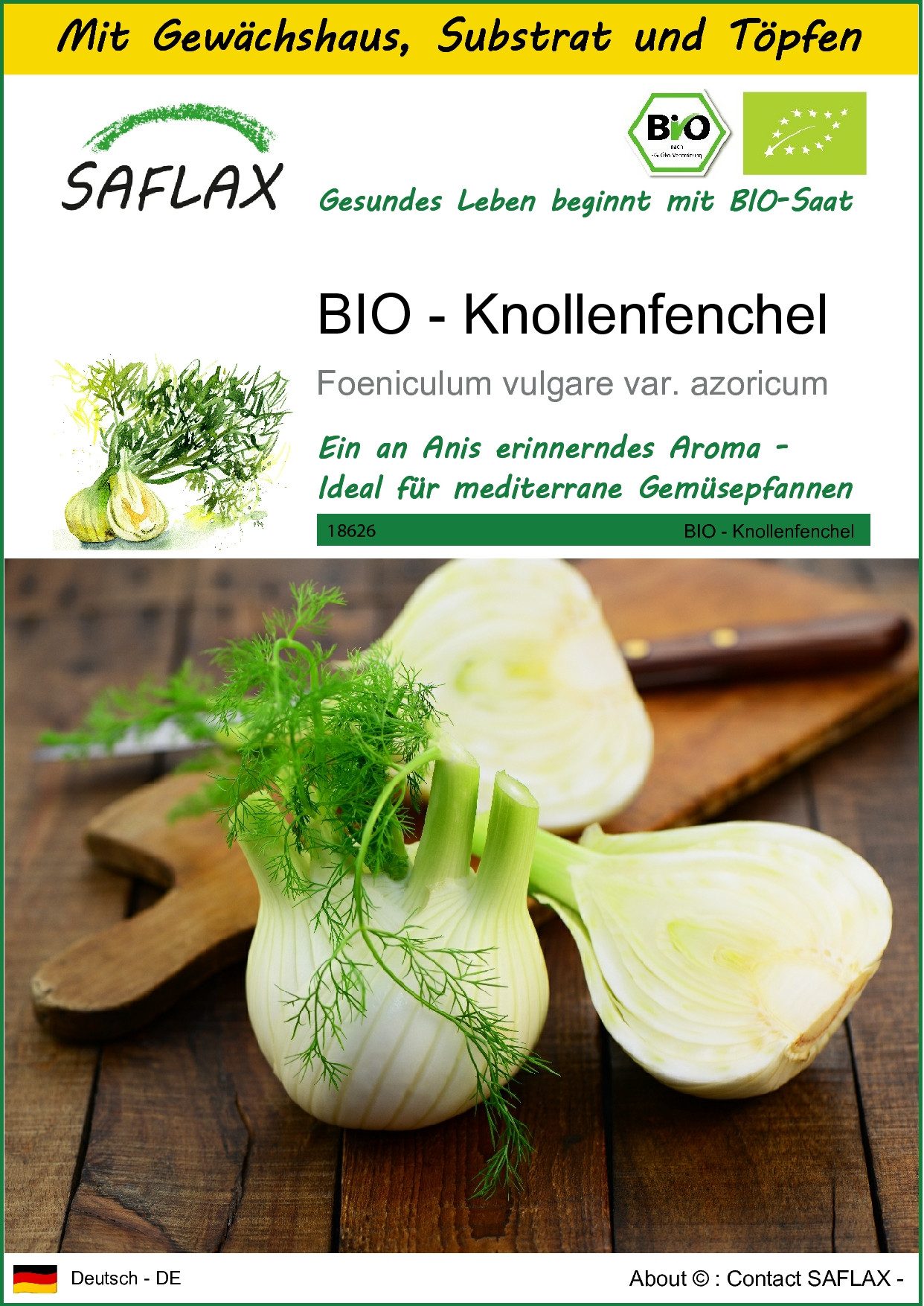 Gemüsesamen SAFLAX - Anzuchtset - BIO - Knollenfenchel