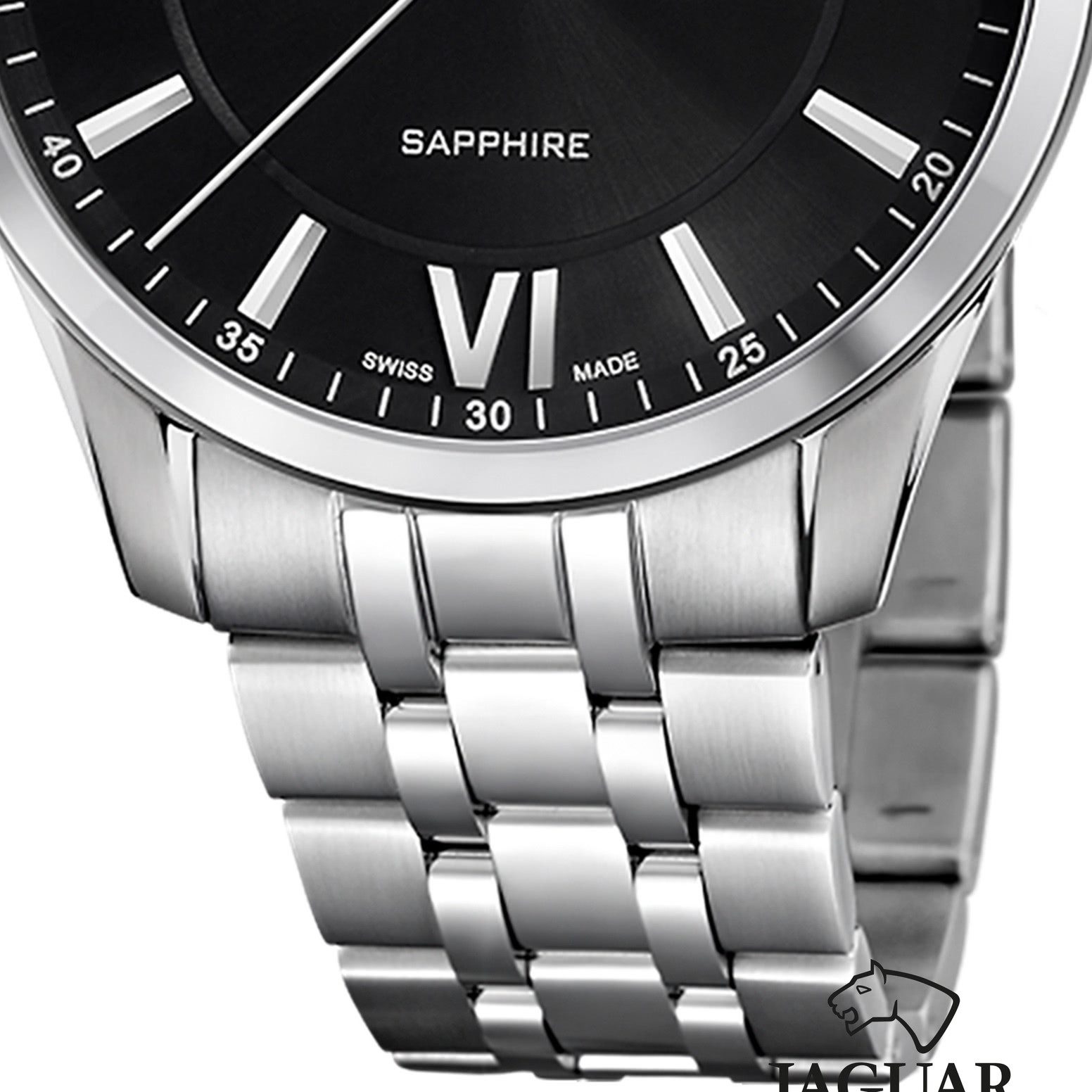 JAGUAR Quarzuhr Jaguar Herrenuhr Edelstahl silber Jaguar, (Analoguhr), Herren Armbanduhr rund, Edelstahlarmband silber