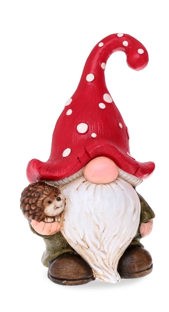 Dragimex Бес aus Polyresin 41 cm – mit Pilz oder Igel – Herbstdeko