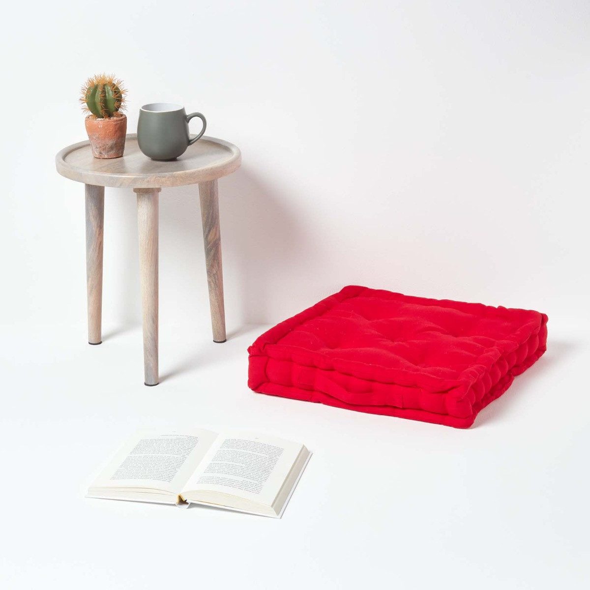 Homescapes Bodenkissen Sitzkissen unifarben rot 40 günstig online kaufen