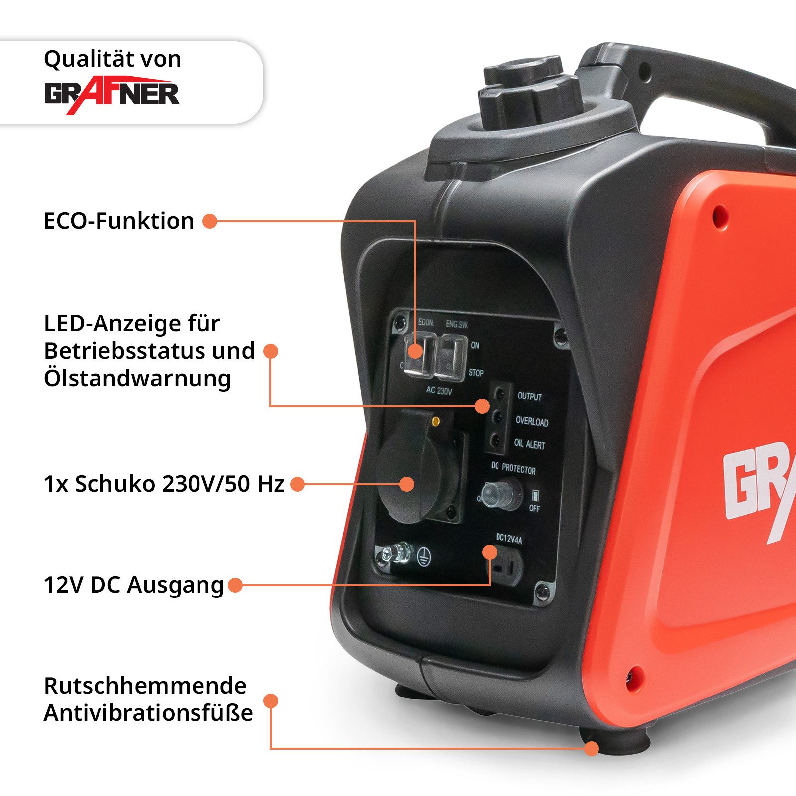 Grafner Stromerzeuger Stromerzeuger Inverter Notstromaggregat Benzin 1100W, günstig online kaufen