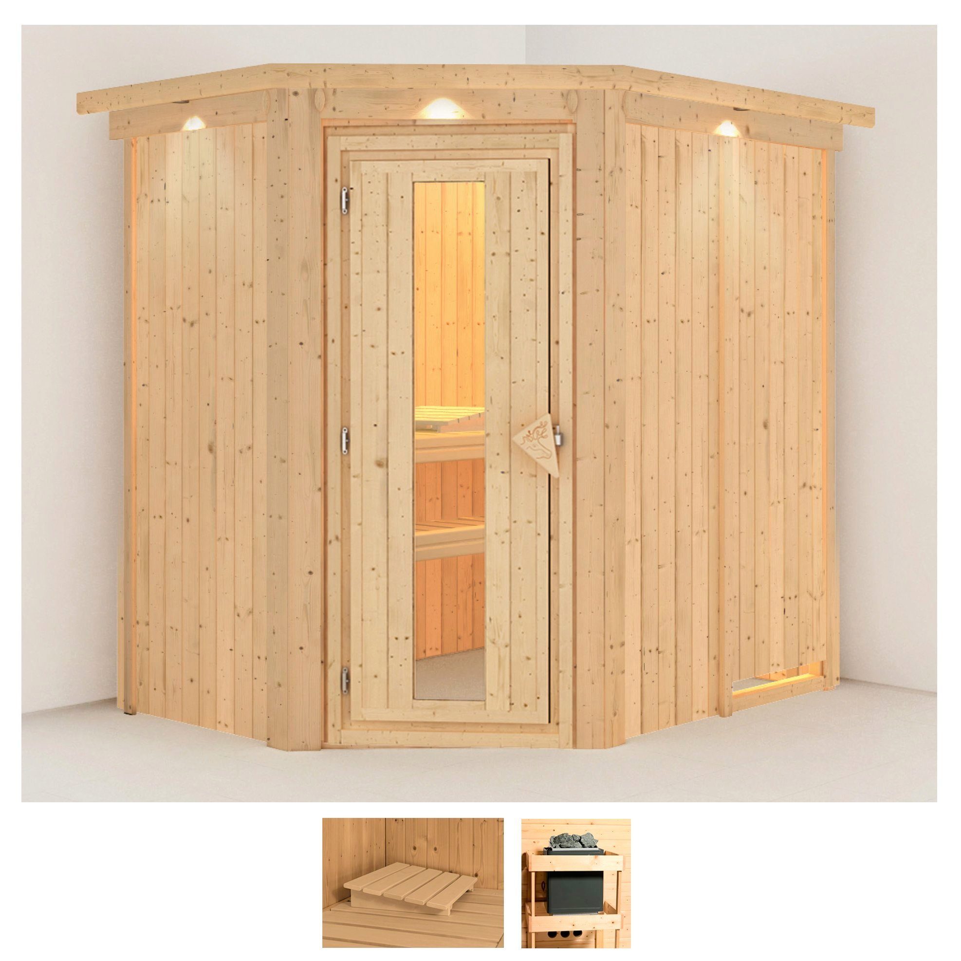 Karibu Sauna Swantje, BxTxH: 165 x 210 x 202 cm, 68 mm, (Set) ohne Ofen