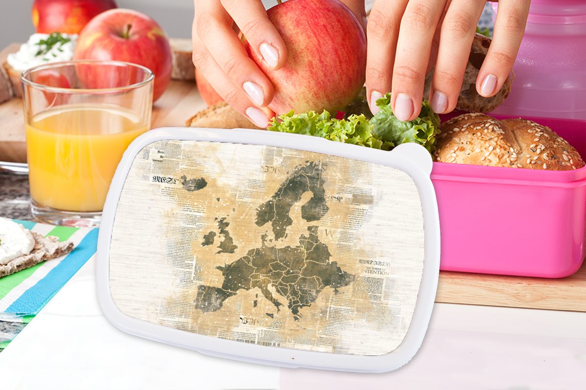 rosa MuchoWow Mädchen, (2-tlg), Karte Lunchbox Kunststoff Erwachsene, Europa Snackbox, Brotbox Kinder, Zeitungen für - Kunststoff, - Braun, Brotdose