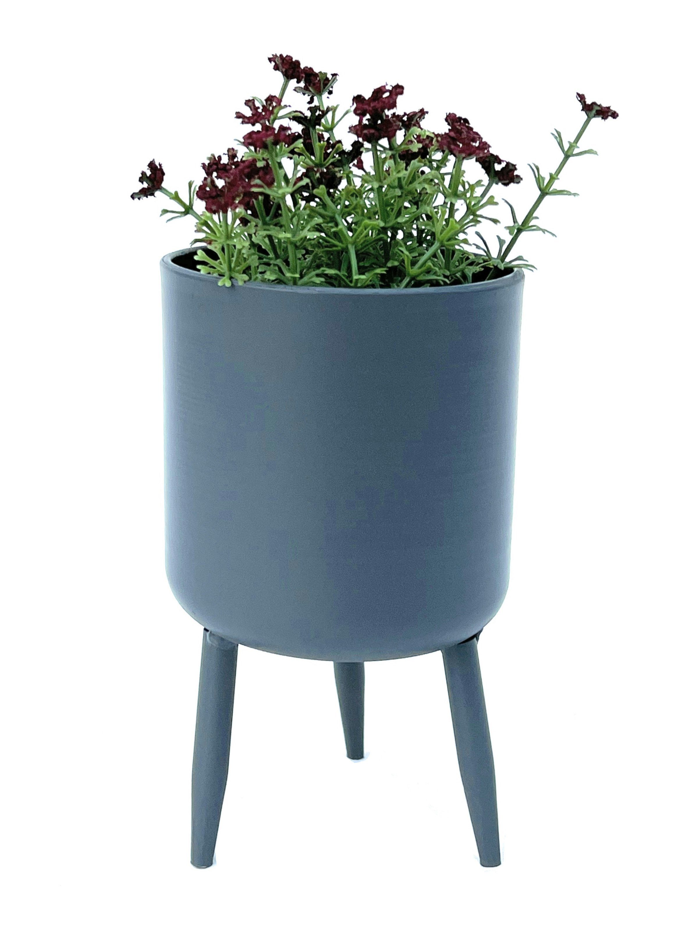 DanDiBo Blumentopf Blumenhocker Metall mit Topf Grau 96260 Blumenständer Blumensäule