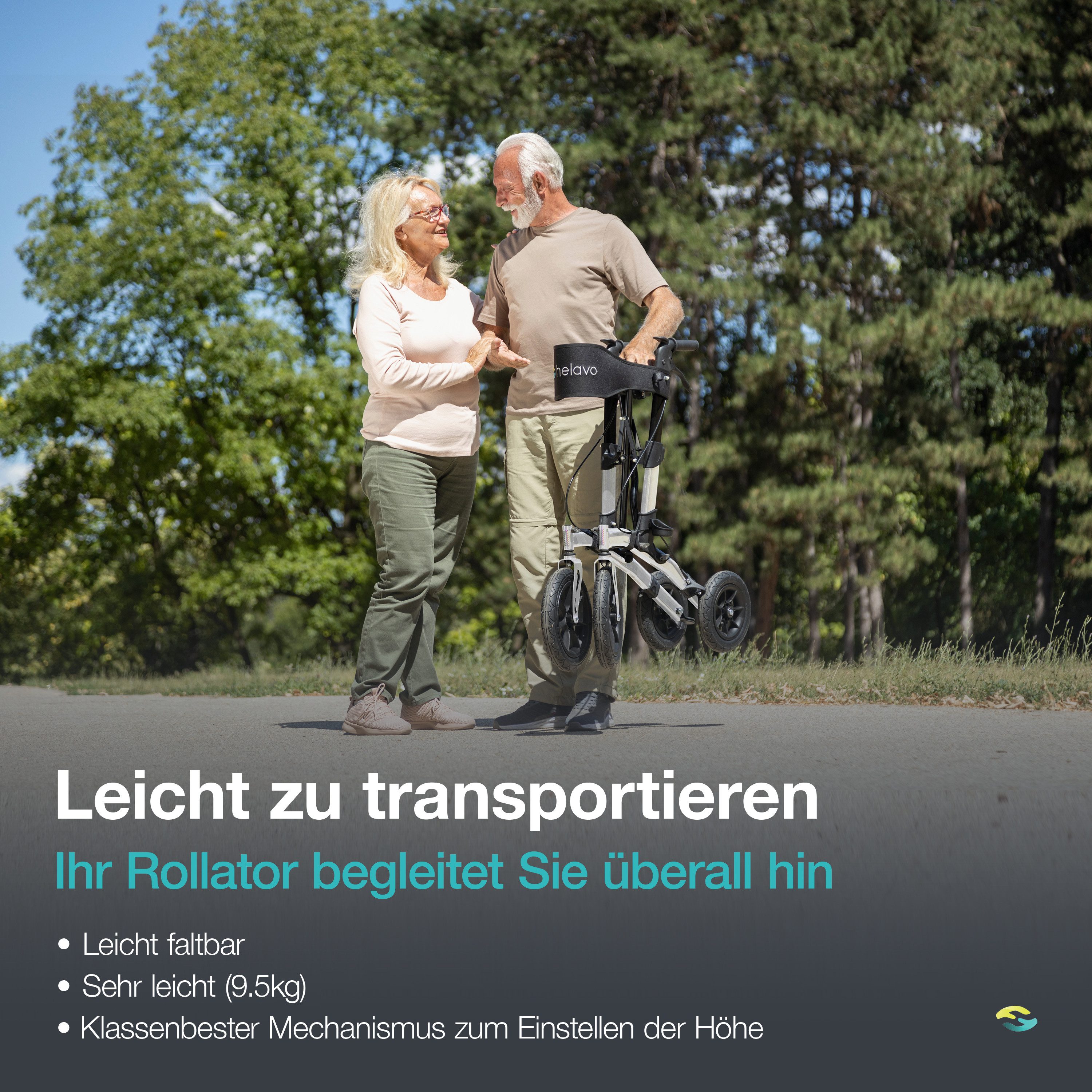 Helavo Rollator H1140, Outdoor-Rollator mit großen Reifen, Sitz & Rückenlehne bis 136kg