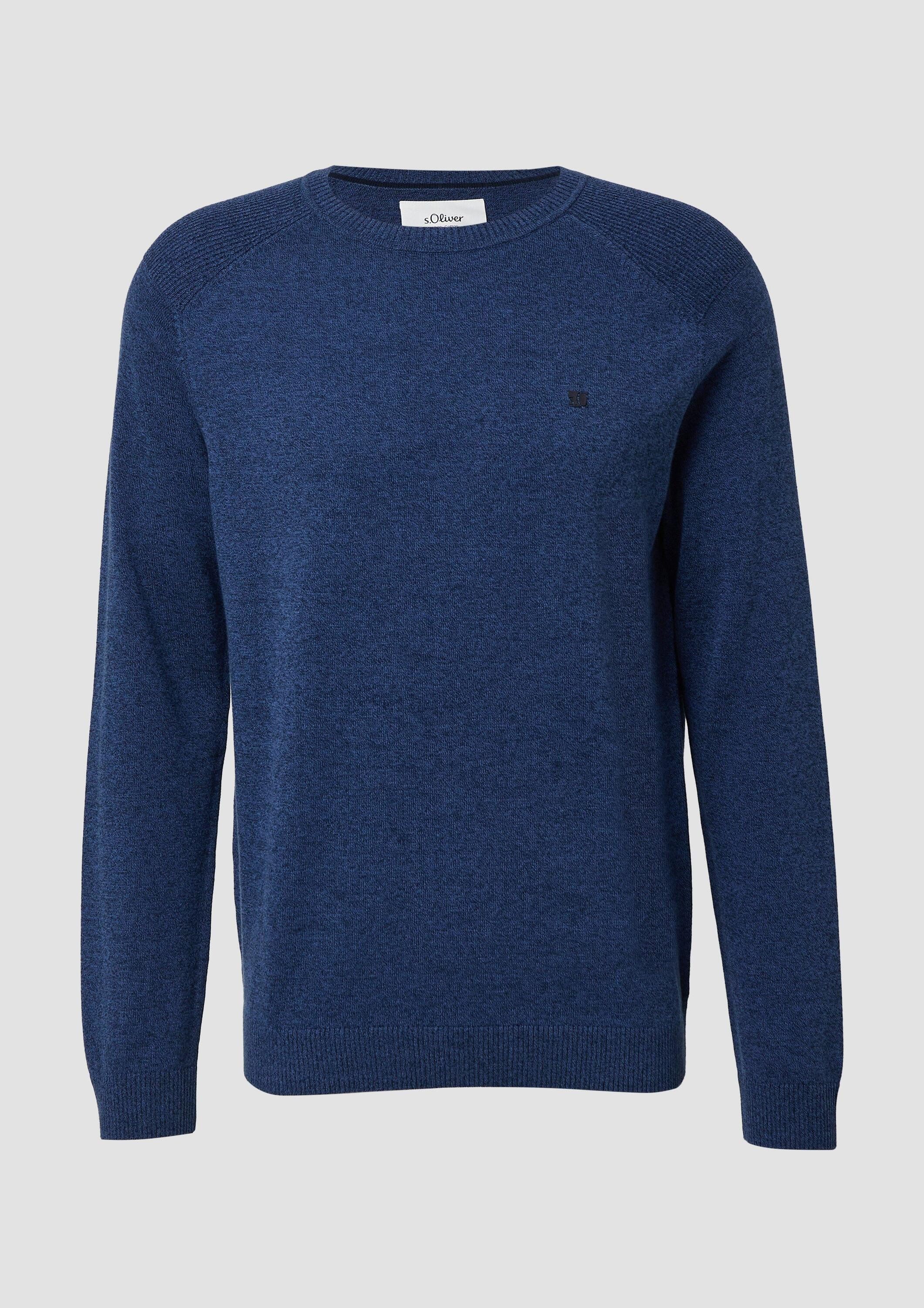s.Oliver Longpullover Strickpullover Pullover aus Moulinéstrick mit Crew Neck und Raglanärmeln