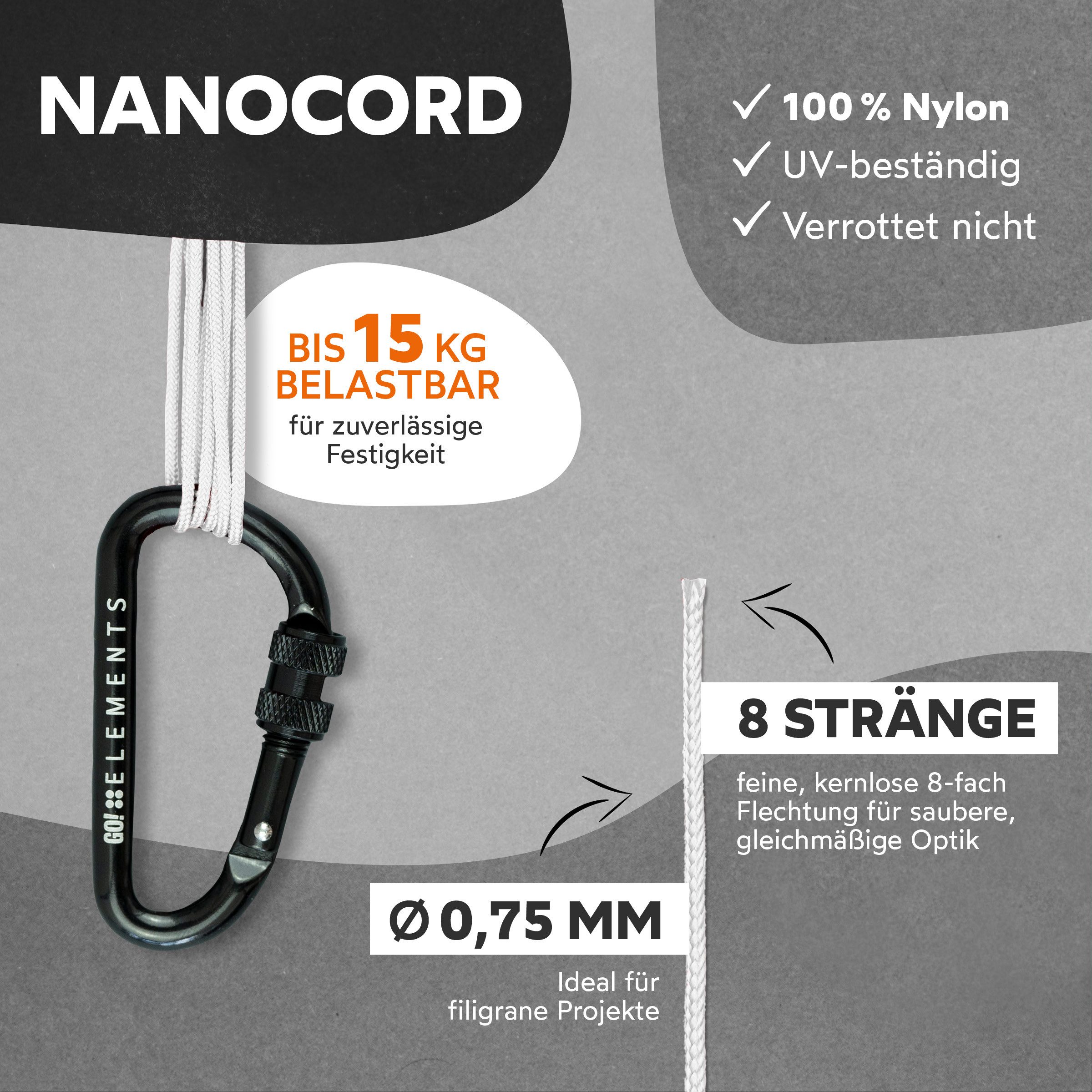 GO!elements Nano Cord - 0,75mm Seil