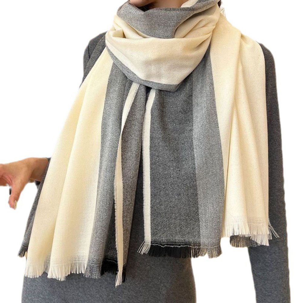 * Schal, warmer und Winter, im vielseitiger UG, Herbst Foulard für Damen Jacquard-Schal 190 cm Halstuch gestreifter Einfacher L.Ru 65