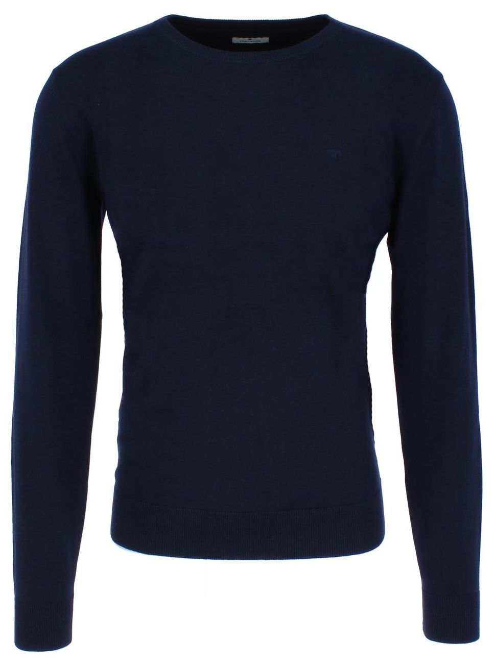 Navy (1-tlg) TAILOR Crew 13160 Melange Neck Sweatshirt Sweater Knitted Basic TOM