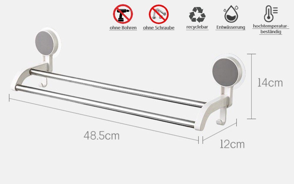 Creliv Handtuchhalter mit 2 Haken, Selbstklebend, WC-Deckelheber als GRATIS günstig online kaufen