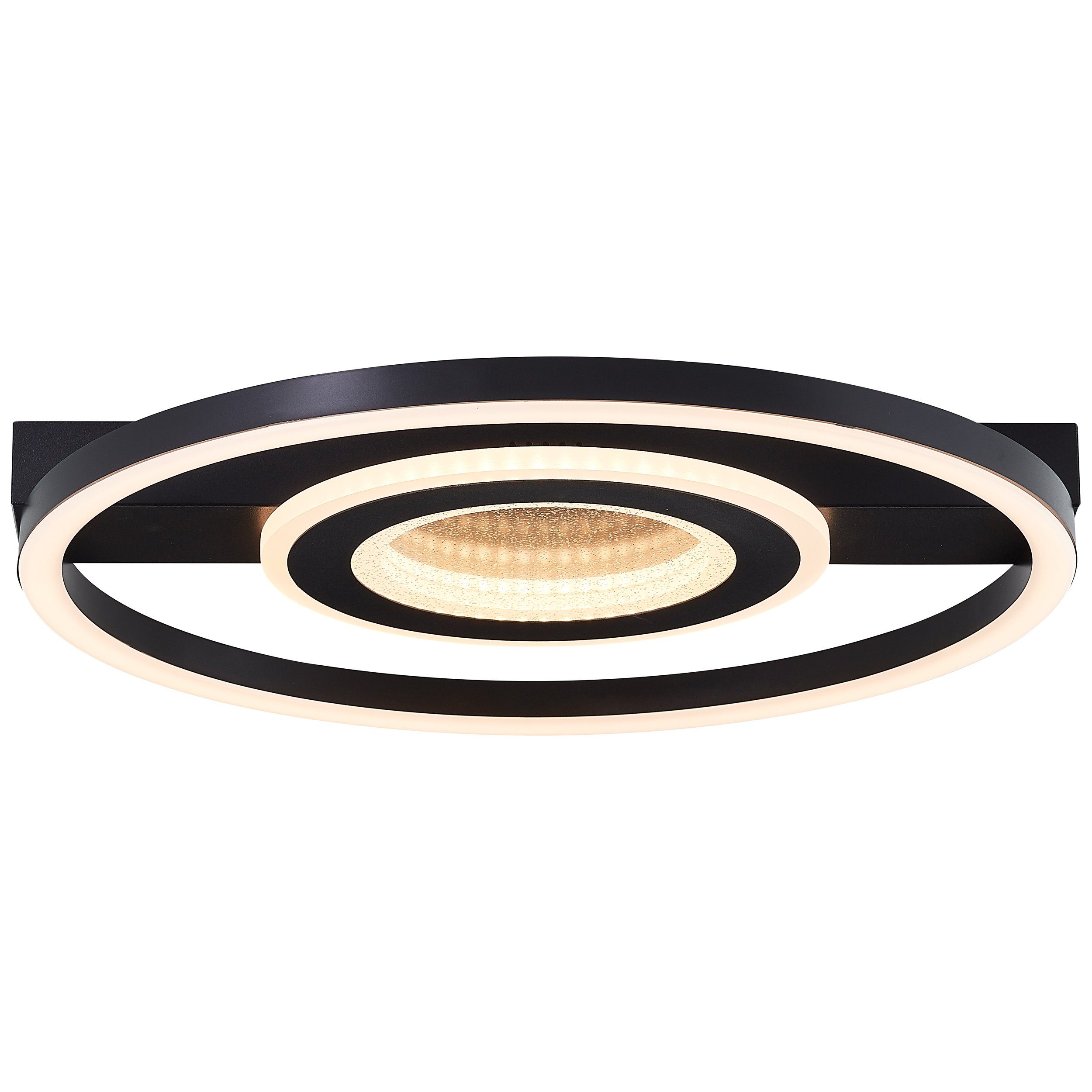BreLight LED Deckenleuchte Queens, LED fest integriert, Warmweiß, 37 x 37 cm, 2400 lm, 3000 K, Glitzereffekt, schwarz