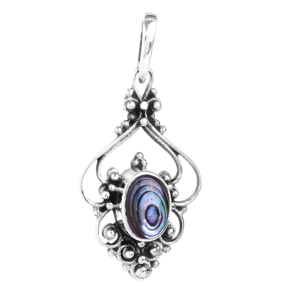 Kettenanhänger Mittelalter Schmuck Anhänger Abalone Muschel Silber 3,2 cm