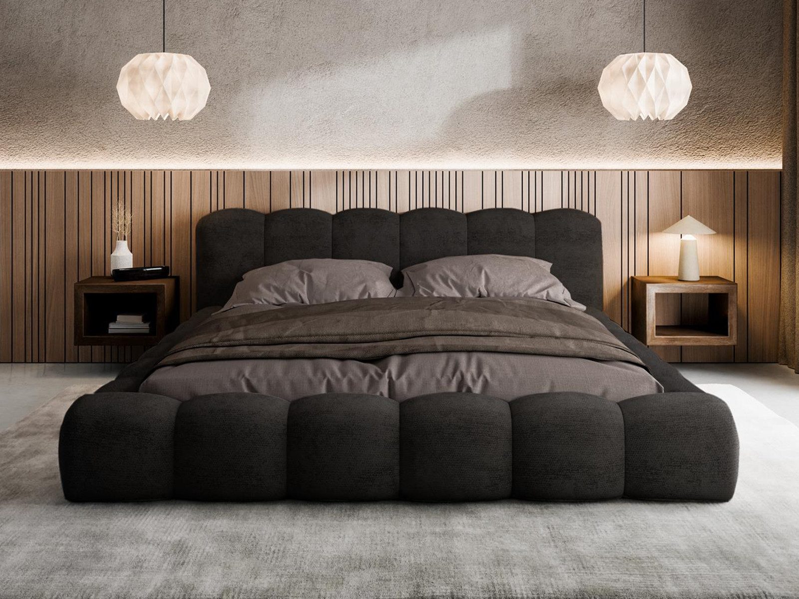 Compleo Polsterbett ERMS Bett bubble, Designerbett (Schlafzimmer Bett modern), (Chenille-Stoff), Doppelbett gepolstert, Wolkenbett