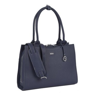 SOCHA Laptoptasche Navy Blue Midi 14 Zoll, elegante Krokotasche für Damen - Vollausstattung - Aktentasche