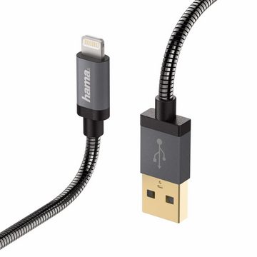 Hama USB-A auf Lightning Schnell-Ladekabel Grau Tablet-Kabel, USB-A, Lightning, Ladekabel Datenkabel MFI passend für Apple iPhone iPod iPad etc.