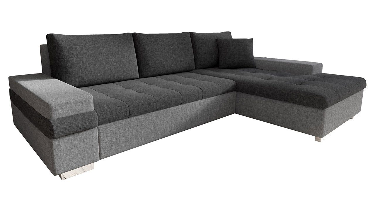MIRJAN24 Ecksofa Bangkok Mini, Verchromte Füße, Kissen-Set mit Reisverschluss