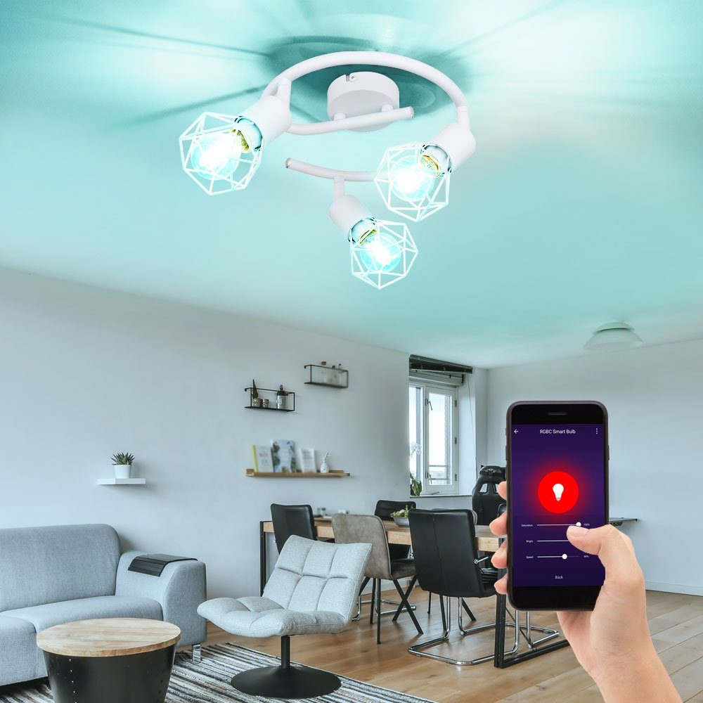 etc-shop Smarte LED-Leuchte, Smart Decken Leuchte Alexa Google Rondell Lampe Spot Käfig dimmbar-