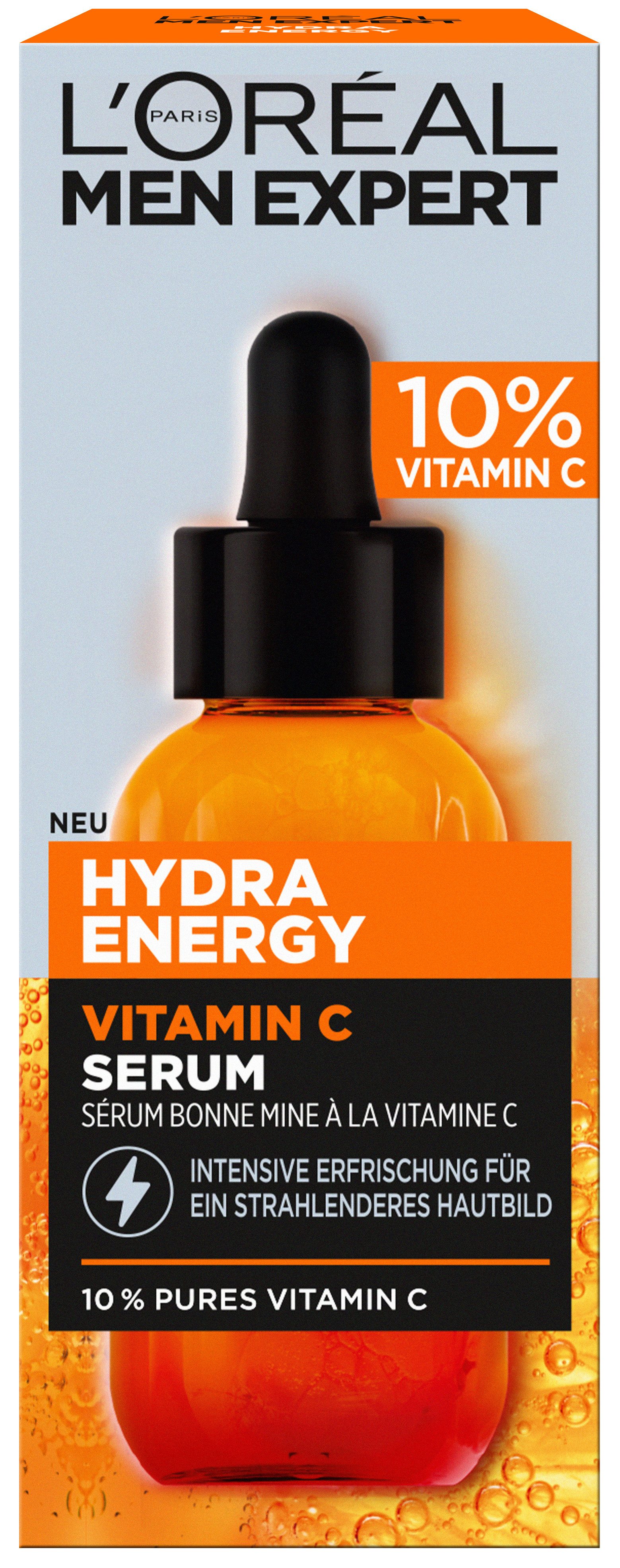 L'ORÉAL PARIS MEN EXPERT Gesichtsserum HYDRA ENERGY VITAMIN C SERUM, für eine strahlendere, glattere und erfrischte Haut