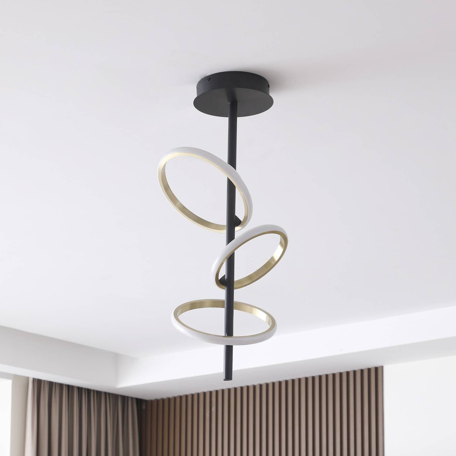 Lucande Deckenleuchten Madu, LED, Metall, Schwarz universalweiß IP20, LED 34 W gesamt, universalweiß