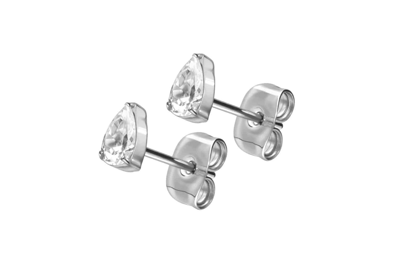Paar Ohrstecker Titan Ohrstecker EINGEFASSTER KRISTALLTROPFEN