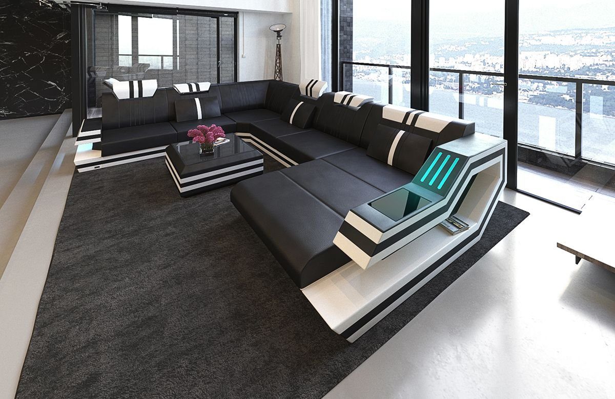 Sofa Dreams Wohnlandschaft »Ravenna - XXL U Form Ledersofa«, mit LED,  wahlweise mit Bettfunktion als Schlafsofa, Designersofa